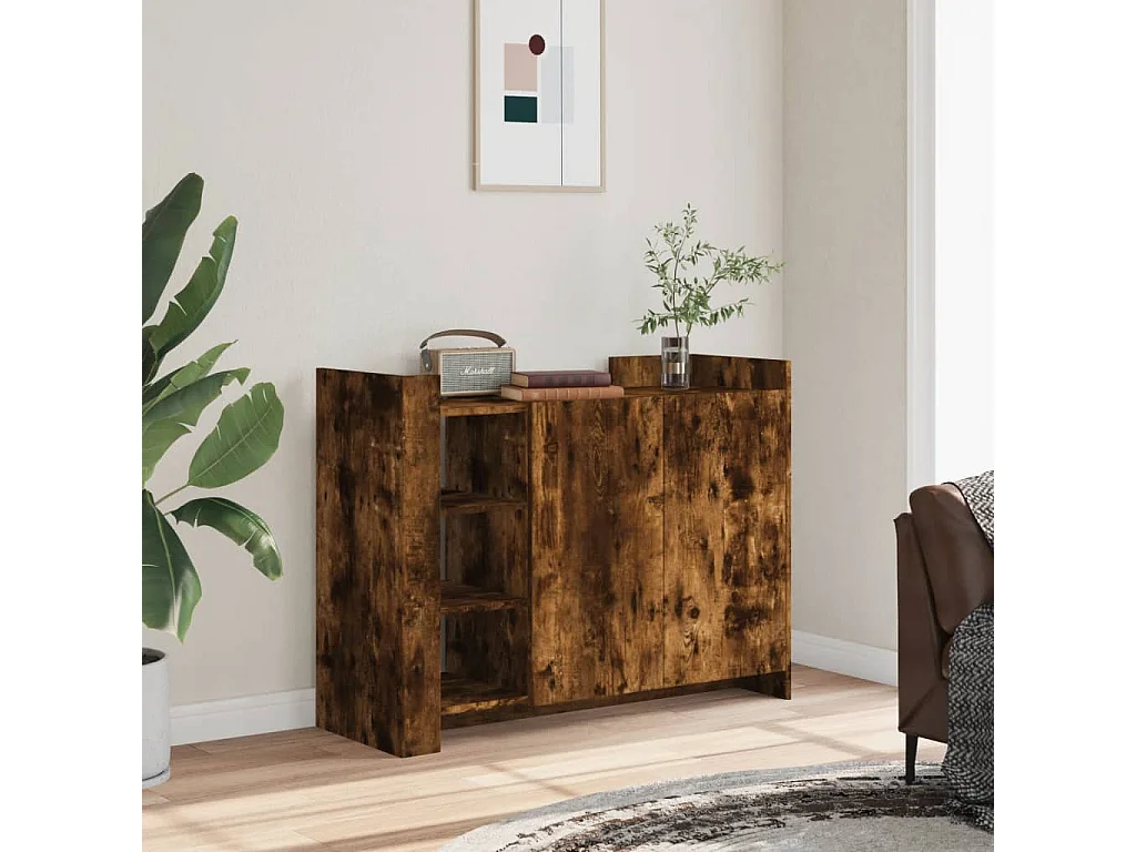 Buffet chêne fumé 100x35x75 cm bois d'ingénierie