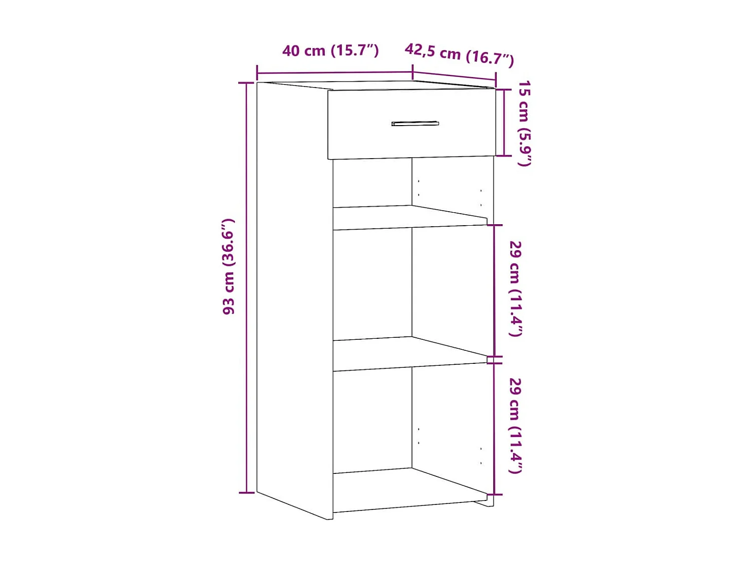 Buffet chêne fumé 40x42,5x93 cm bois d'ingénierie