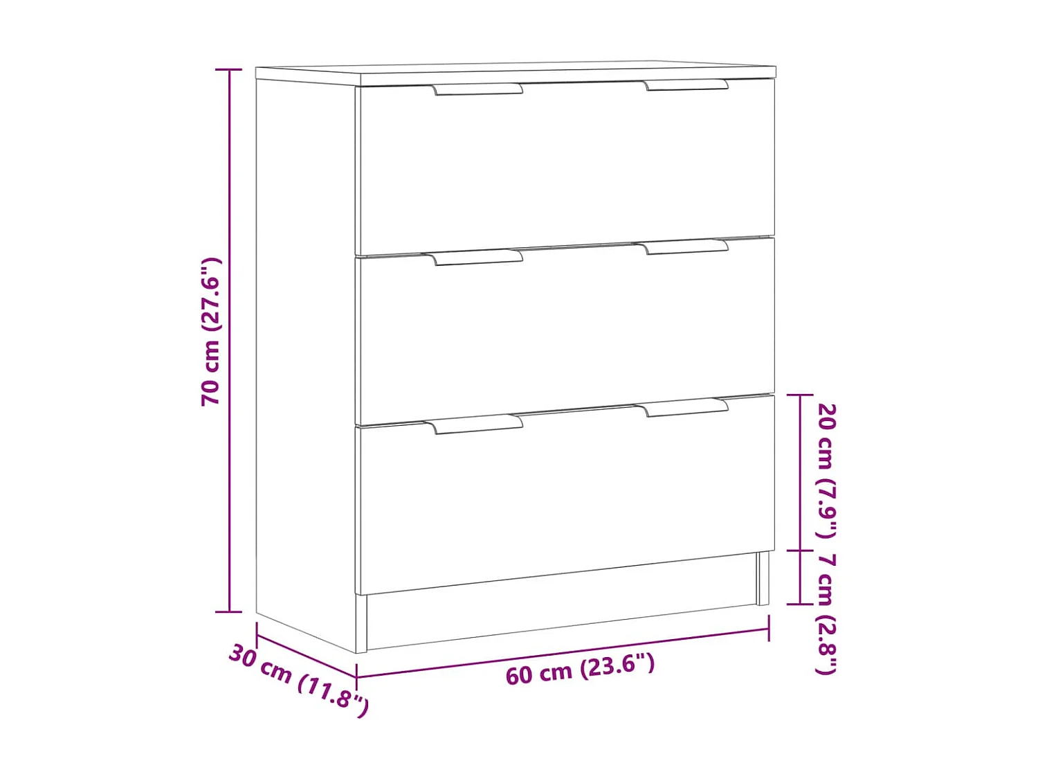 Buffet vieux bois 60x30x70 cm bois d'ingénierie