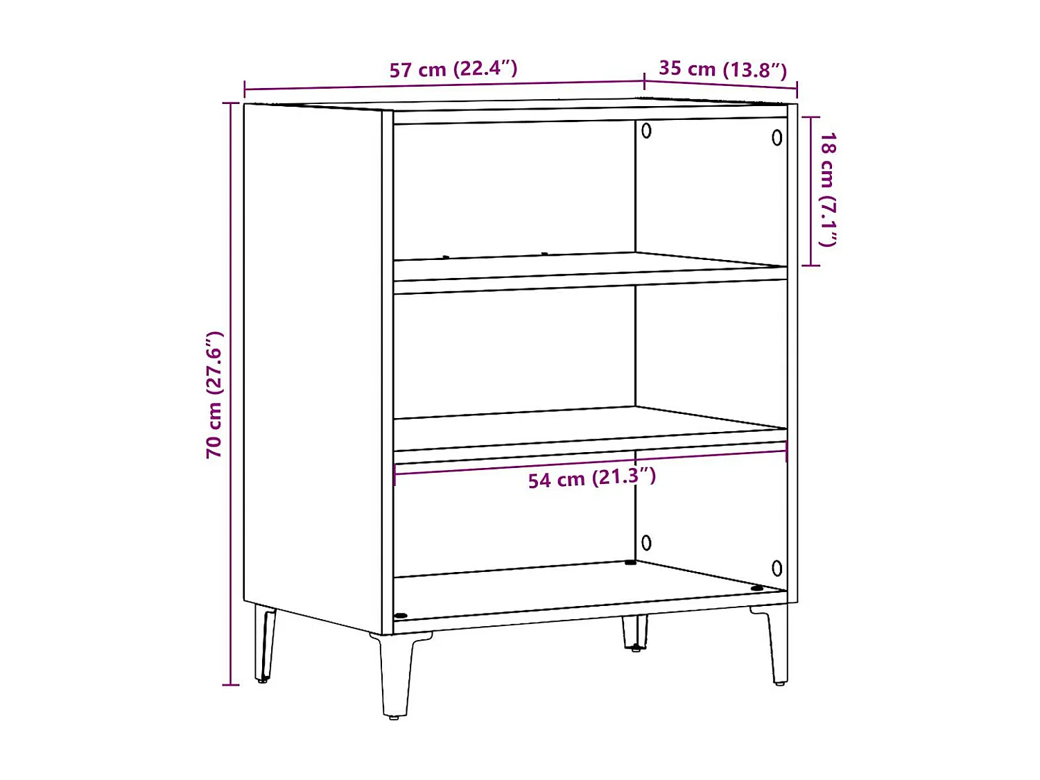 Sideboard Altholz-Optik 57x35x70 cm Holzwerkstoff