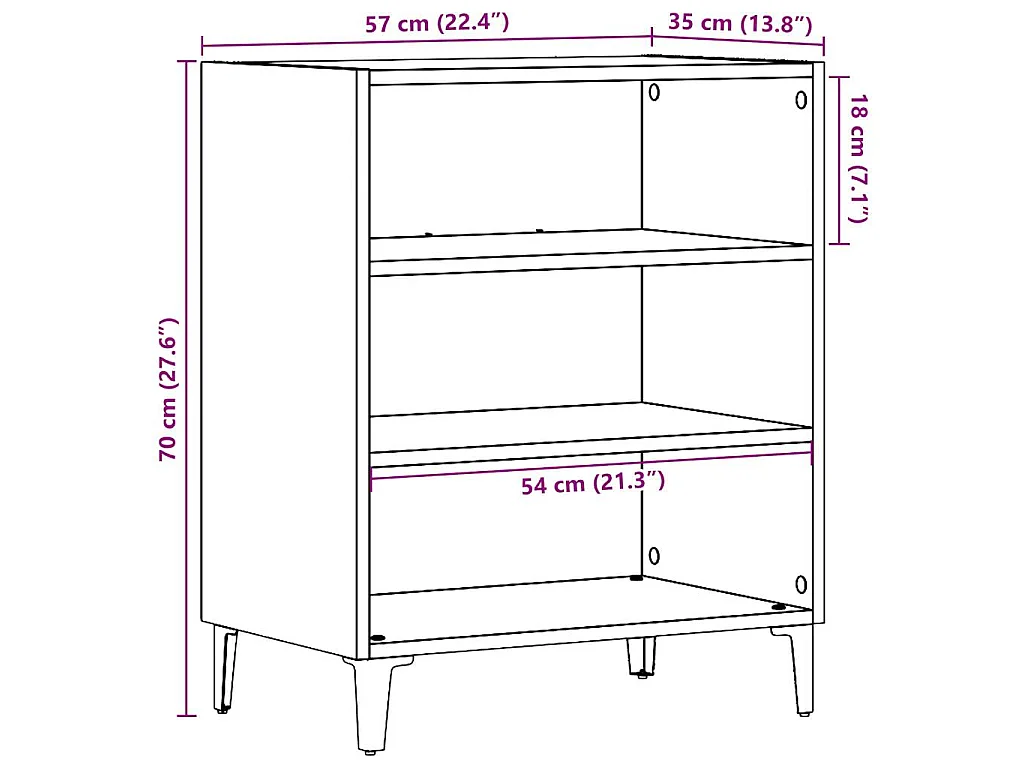 Buffet vieux bois 57x35x70 cm bois d'ingénierie