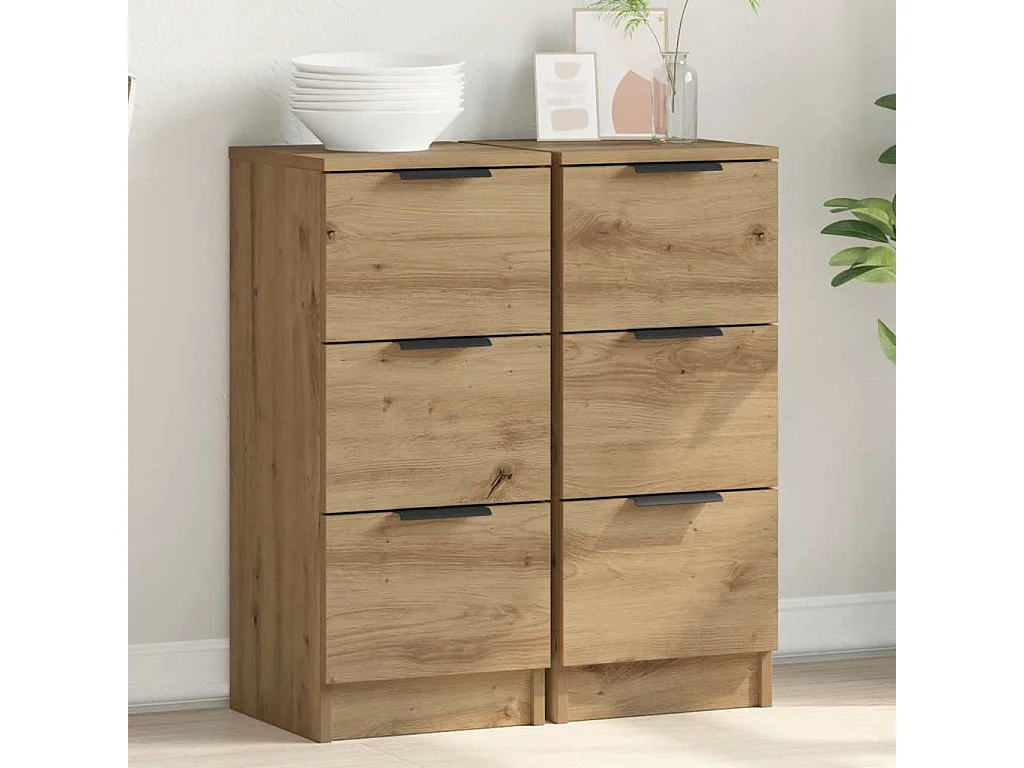 Sideboards 2 Stk. Artisan-Eiche 30x30x70 cm Holzwerkstoff