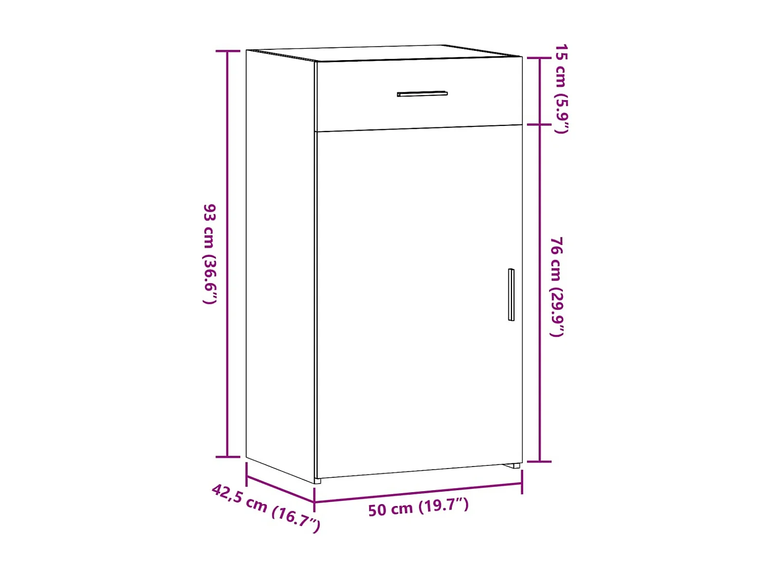 Buffet chêne fumé 50x42,5x93 cm bois d'ingénierie