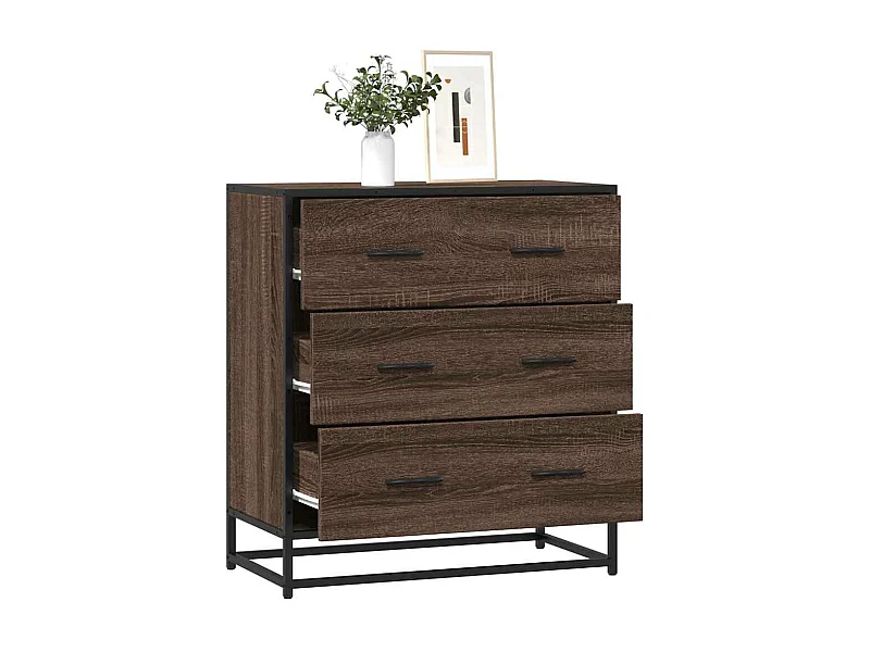 Buffet chêne marron 68x35x76 cm bois d'ingénierie et métal