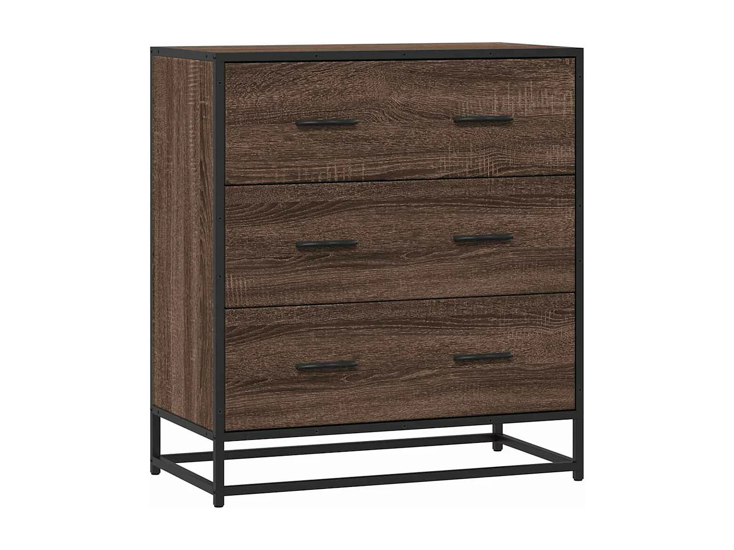 Buffet chêne marron 68x35x76 cm bois d'ingénierie et métal