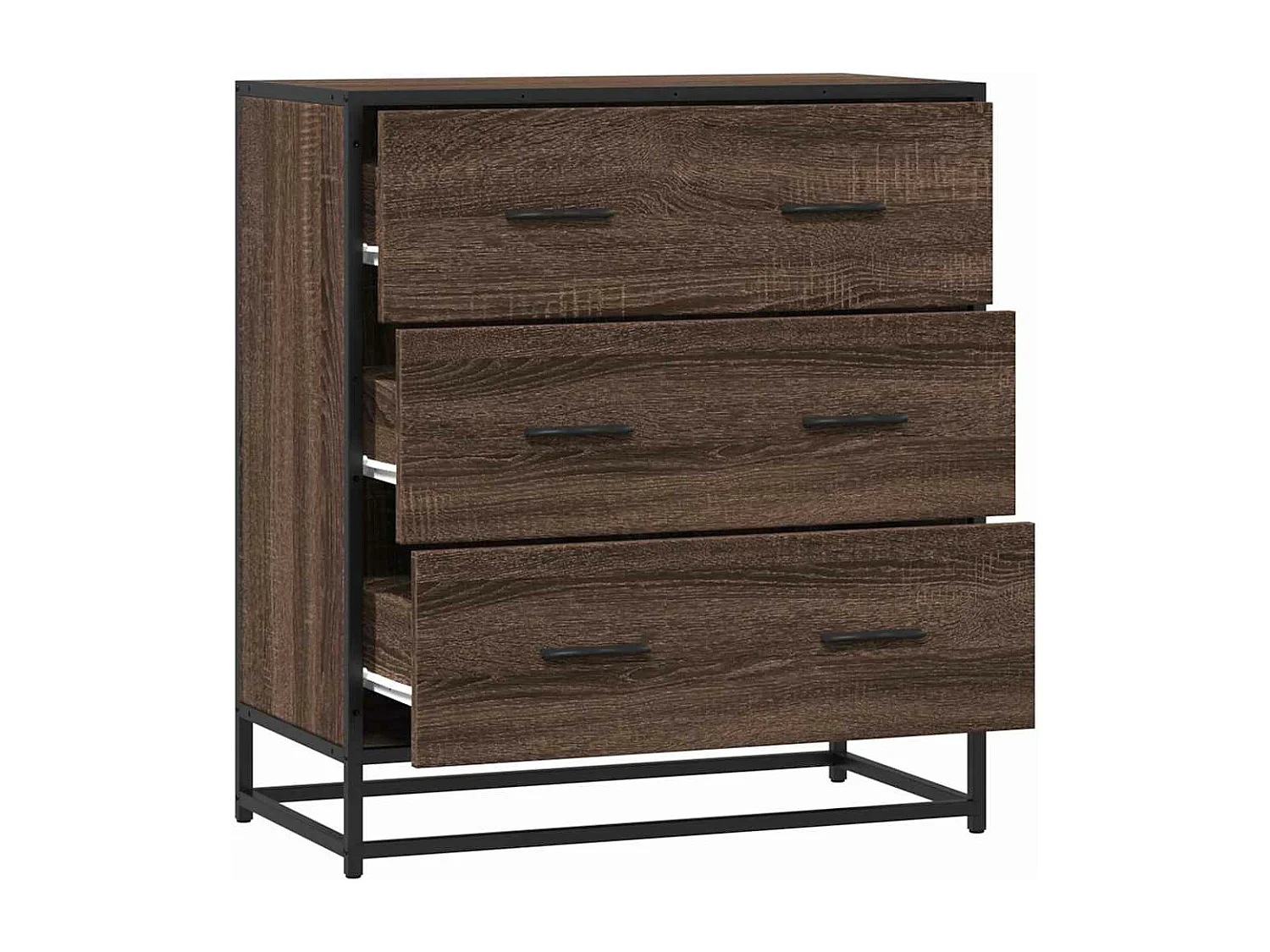 Buffet chêne marron 68x35x76 cm bois d'ingénierie et métal