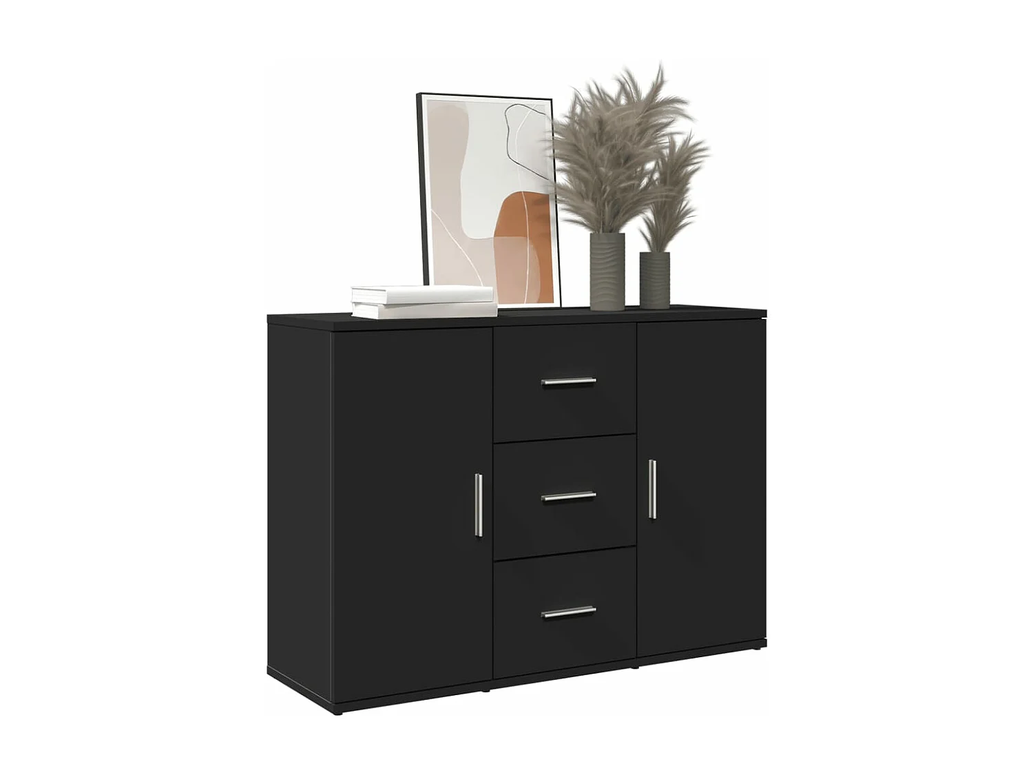 Buffet noir 90,5x29,5x65 cm bois d'ingénierie
