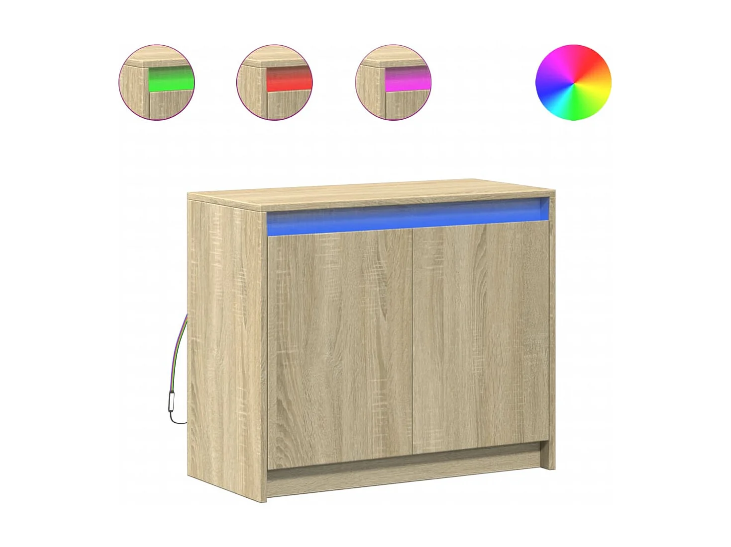 Buffet avec LED chêne sonoma 72x34x61 cm bois d'ingénierie