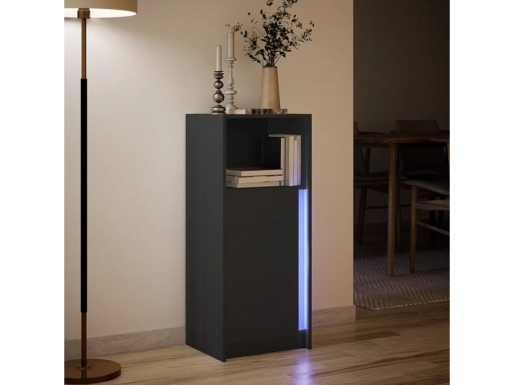 Buffet avec LED noir 42,5x34x100 cm bois d'ingénierie