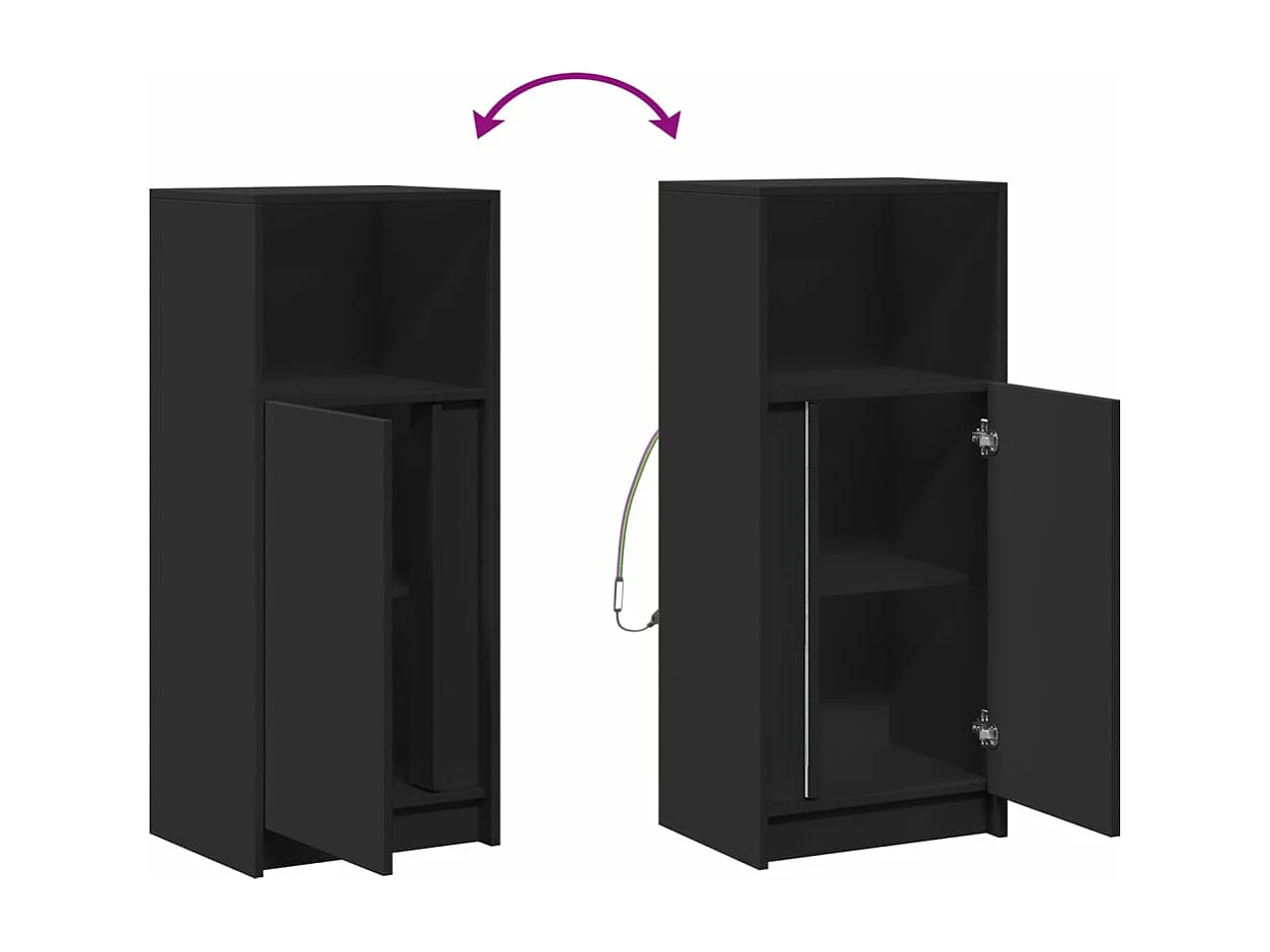 Buffet avec LED noir 42,5x34x100 cm bois d'ingénierie