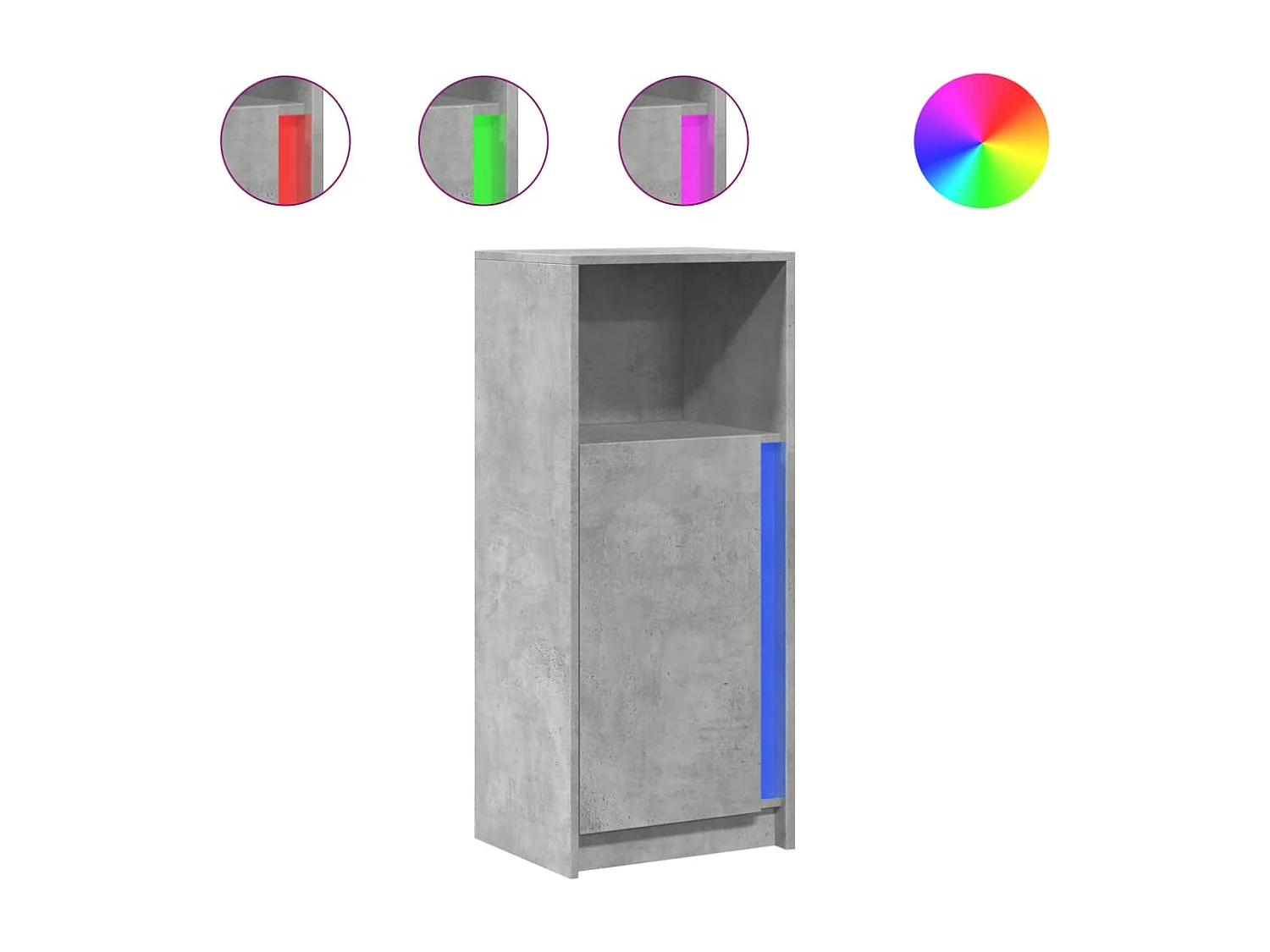 Buffet avec LED gris béton 42,5x34x100 cm bois d'ingénierie