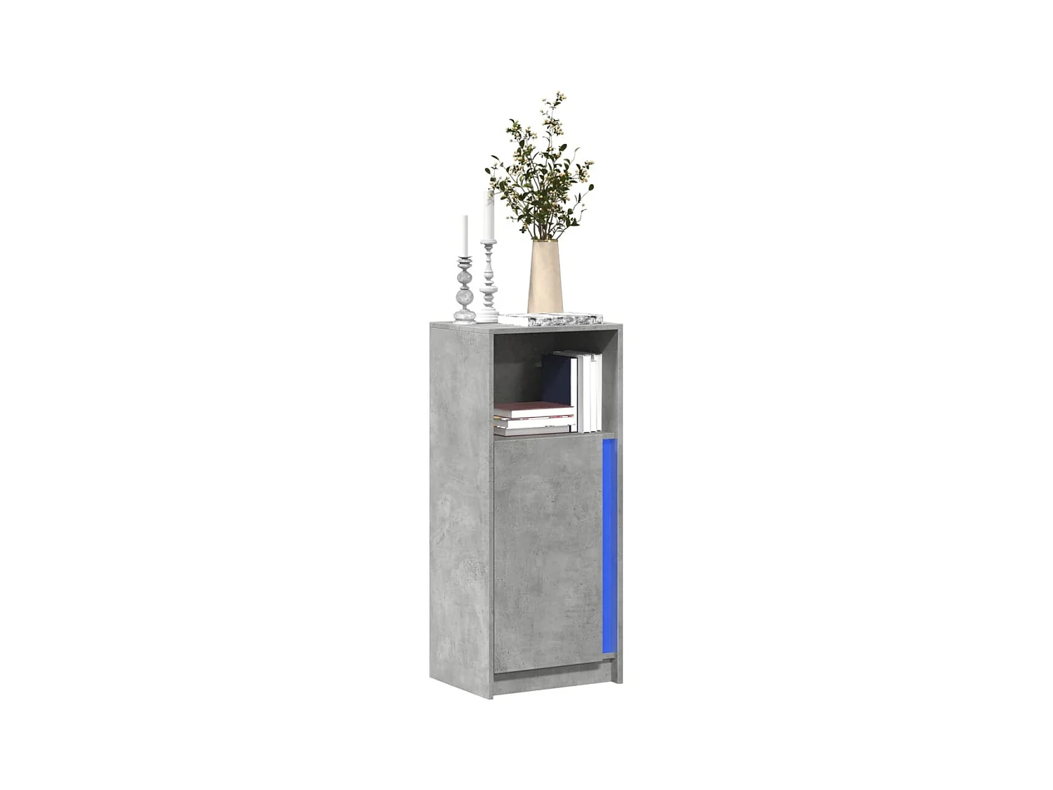 Buffet avec LED gris béton 42,5x34x100 cm bois d'ingénierie