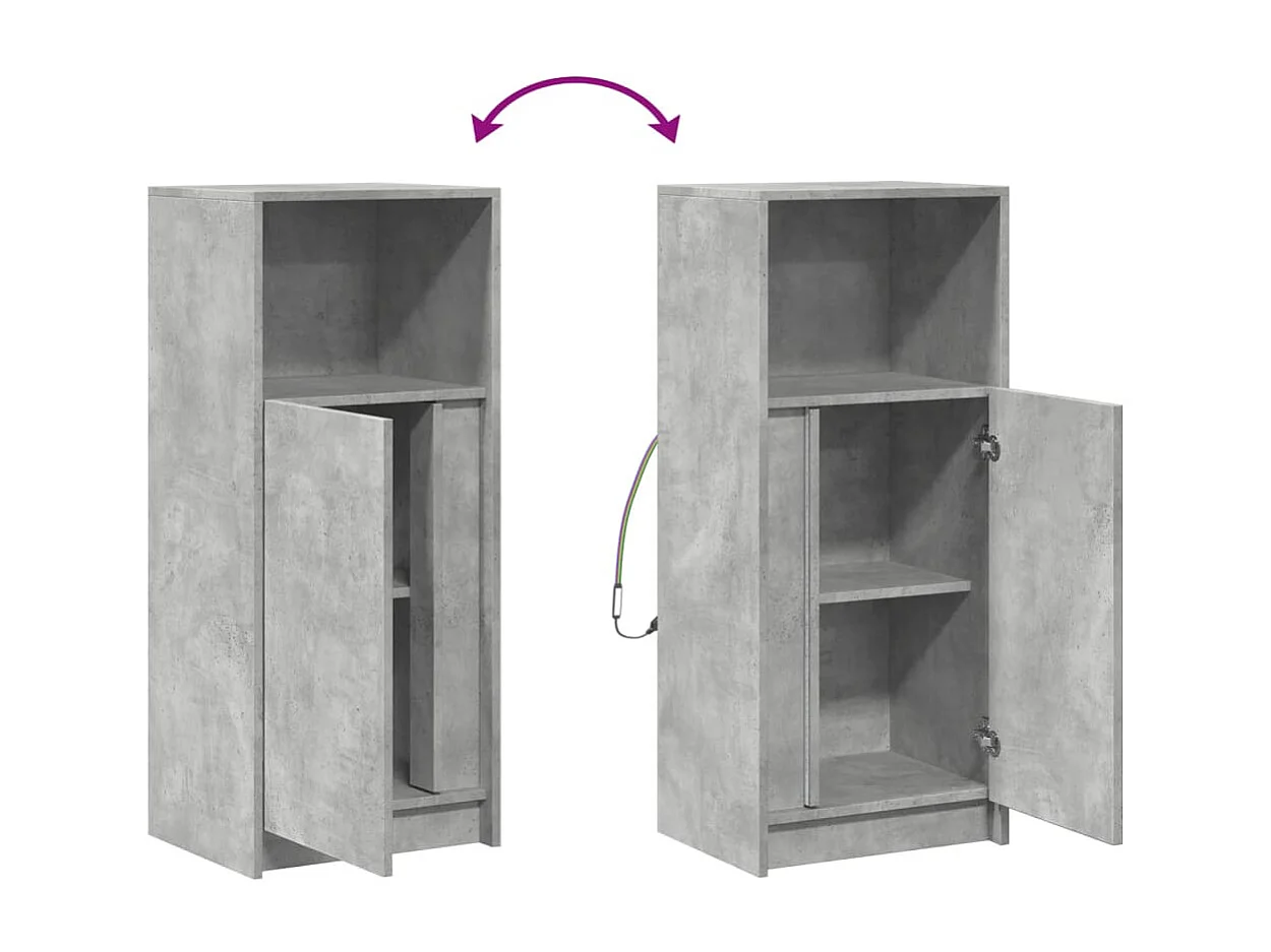 LED-Sideboard Betongrau 42,5x34x100 cm Holzwerkstoff