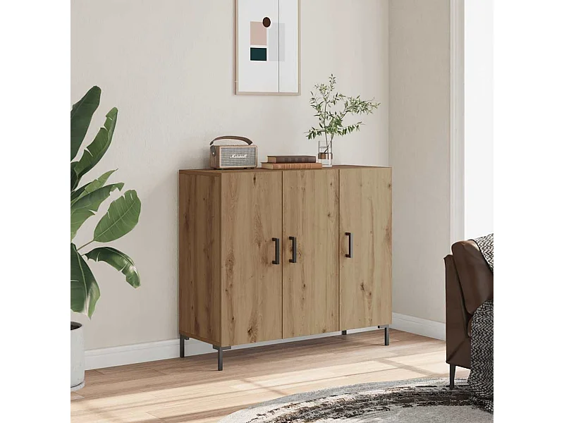 Credenza Rovere Artigianale 90x34x80 cm in Legno Multistrato