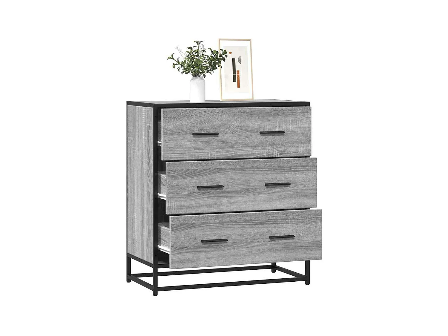 Buffet sonoma gris 68x35x76 cm bois d'ingénierie et métal