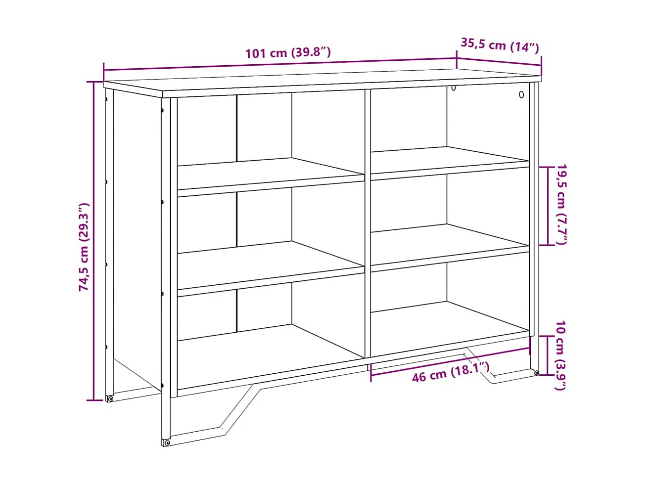 Credenza Nera 101x35,5x74,5 cm in Legno Multistrato