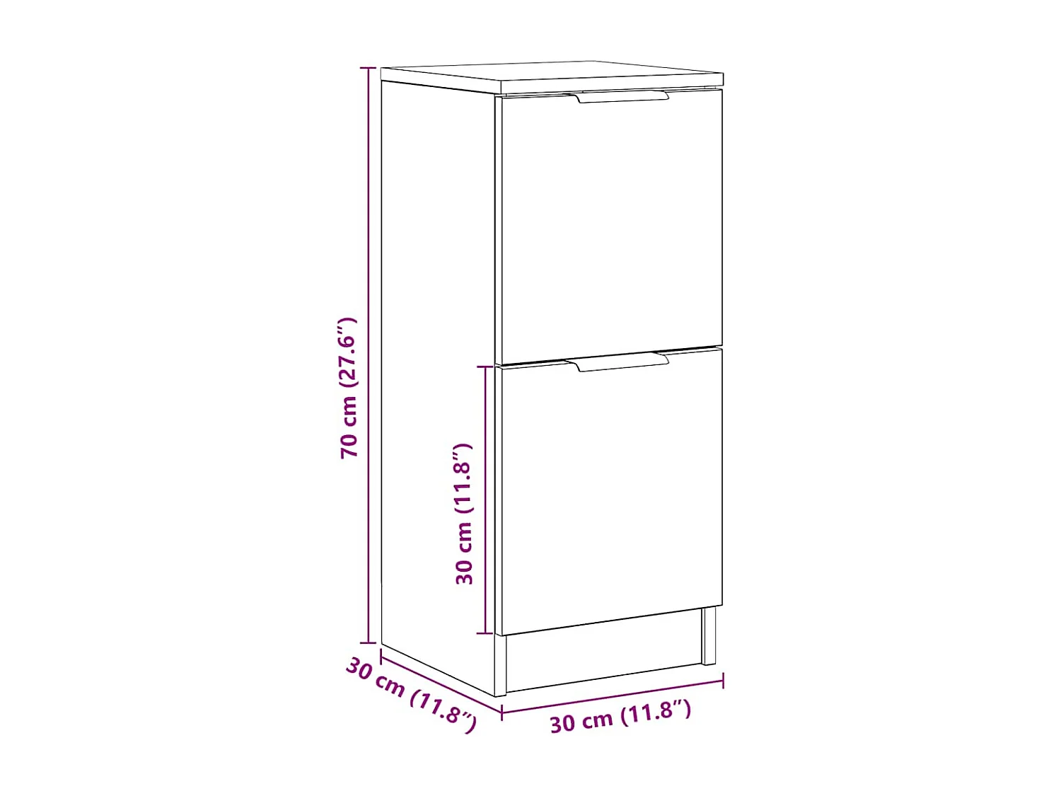 Buffet chêne artisanal 30x30x70 cm bois d'ingénierie