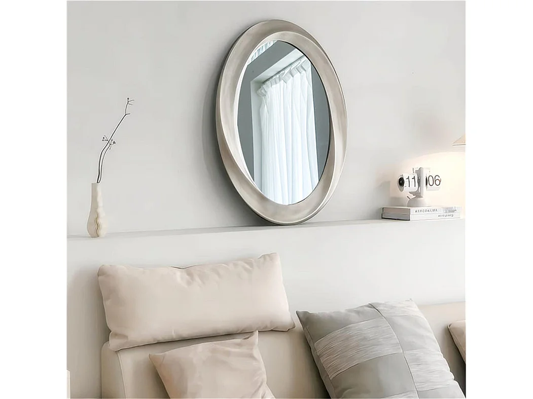 Ovaler Vintage-Wandspiegel für die Wohnzimmerdekoration – 60 x 80 cm, Spiegel mit goldenem Rahmen für die Wanddekoration, 80 x 60 cm