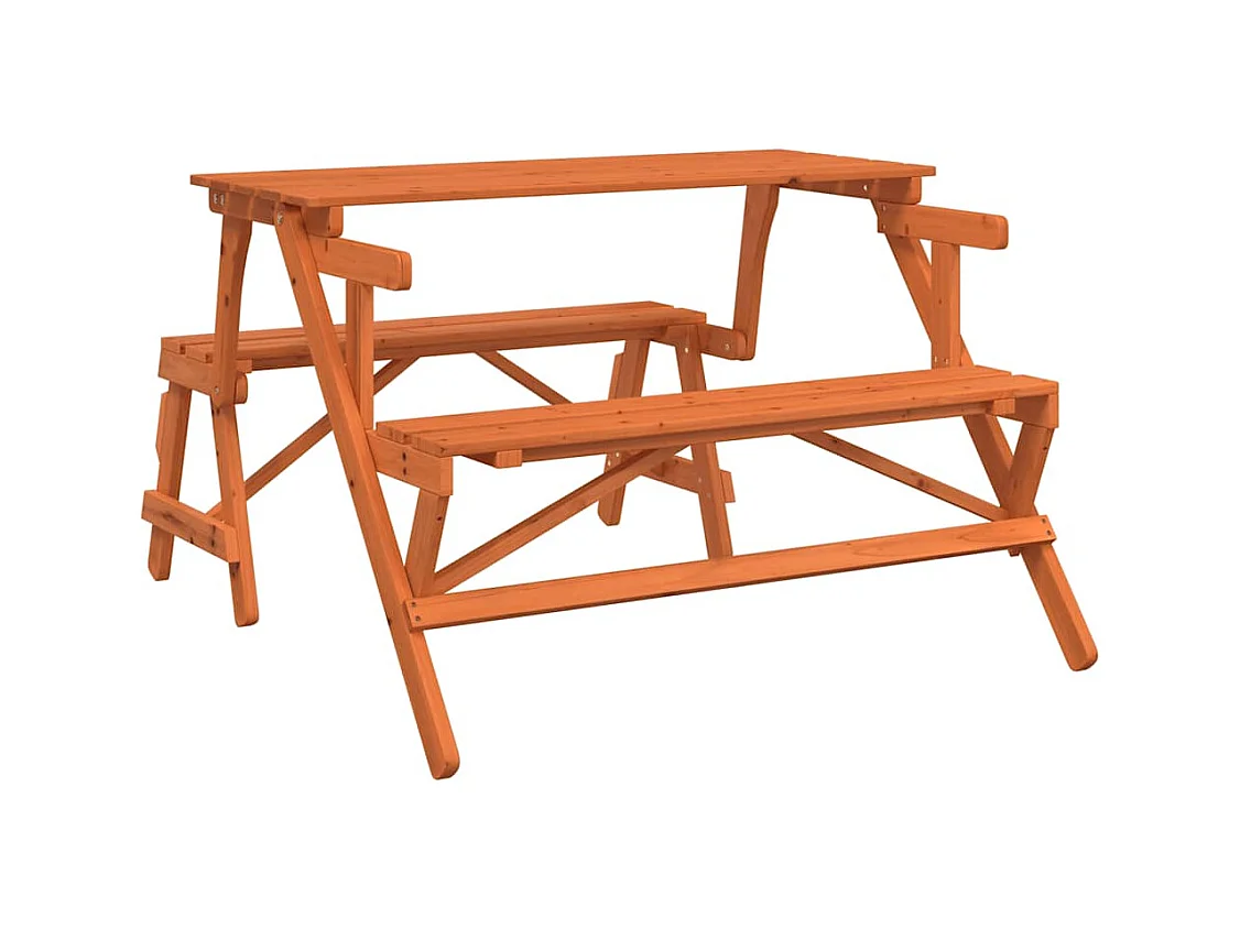 Table de pique-nique avec bancs sapin massif 2 en 1 convertible