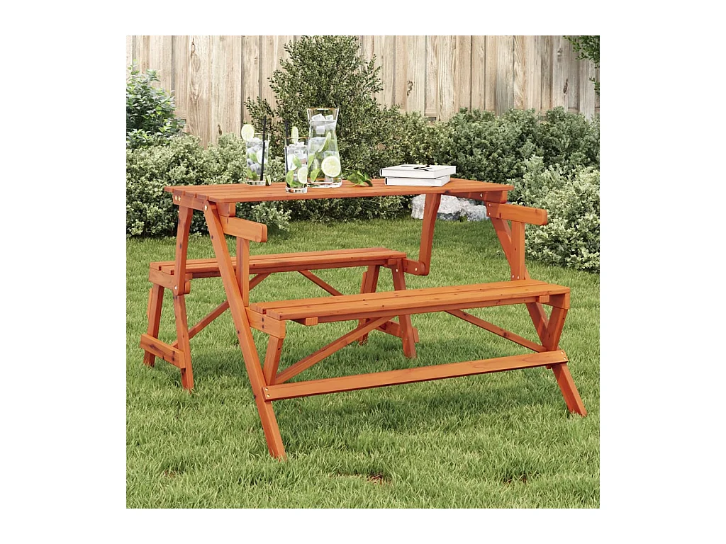 Table de pique-nique avec bancs sapin massif 2 en 1 convertible