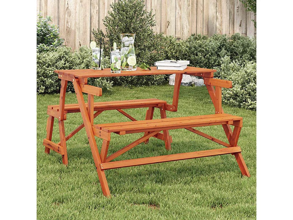 Picknicktisch mit Bänken 2-in-1 Massivholz Tanne