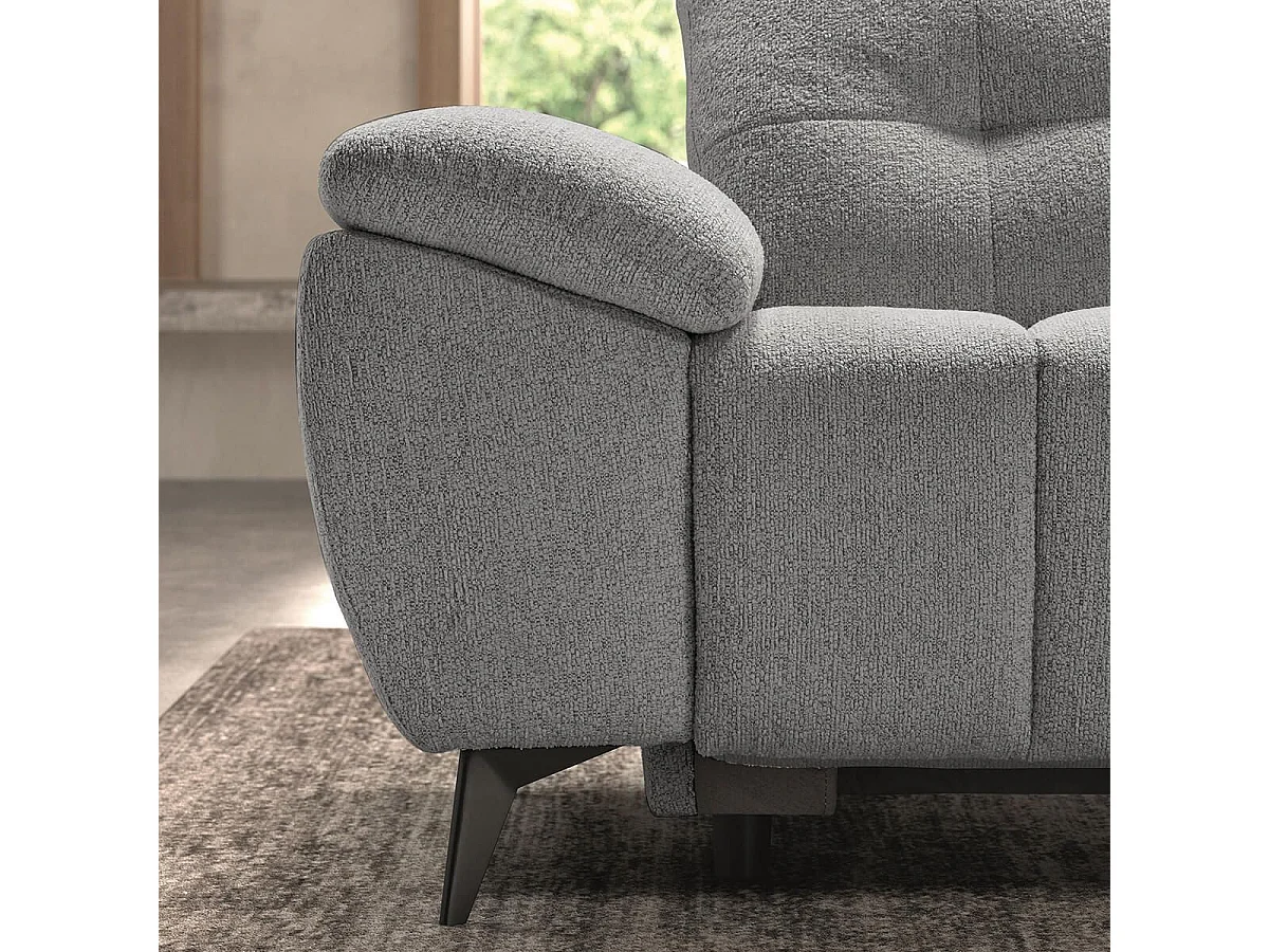 VILLALBA - Canapé Relax Méridienne droite Têtières Réglables Tissu Bubble Gris foncé