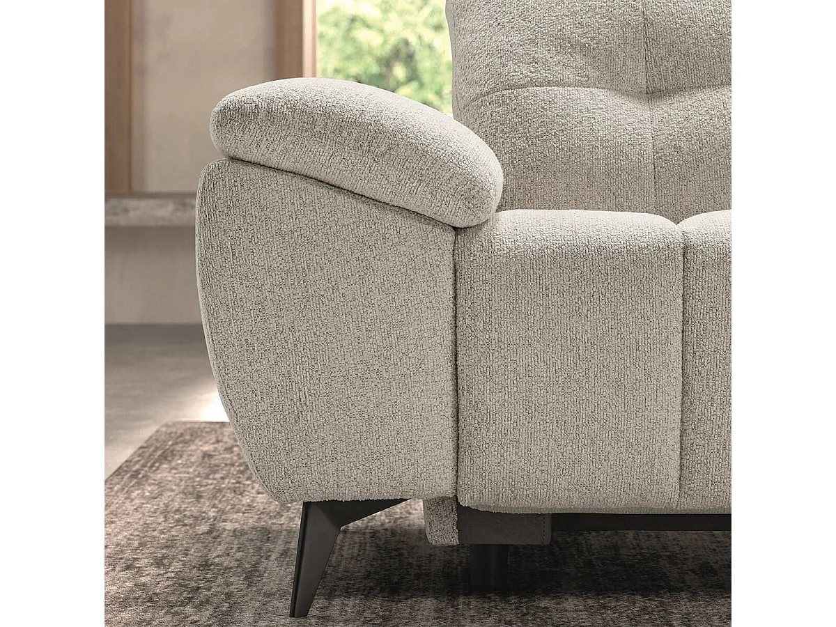 VILLALBA - Canapé Relax Méridienne droite Têtières Réglables Tissu Bubble Beige
