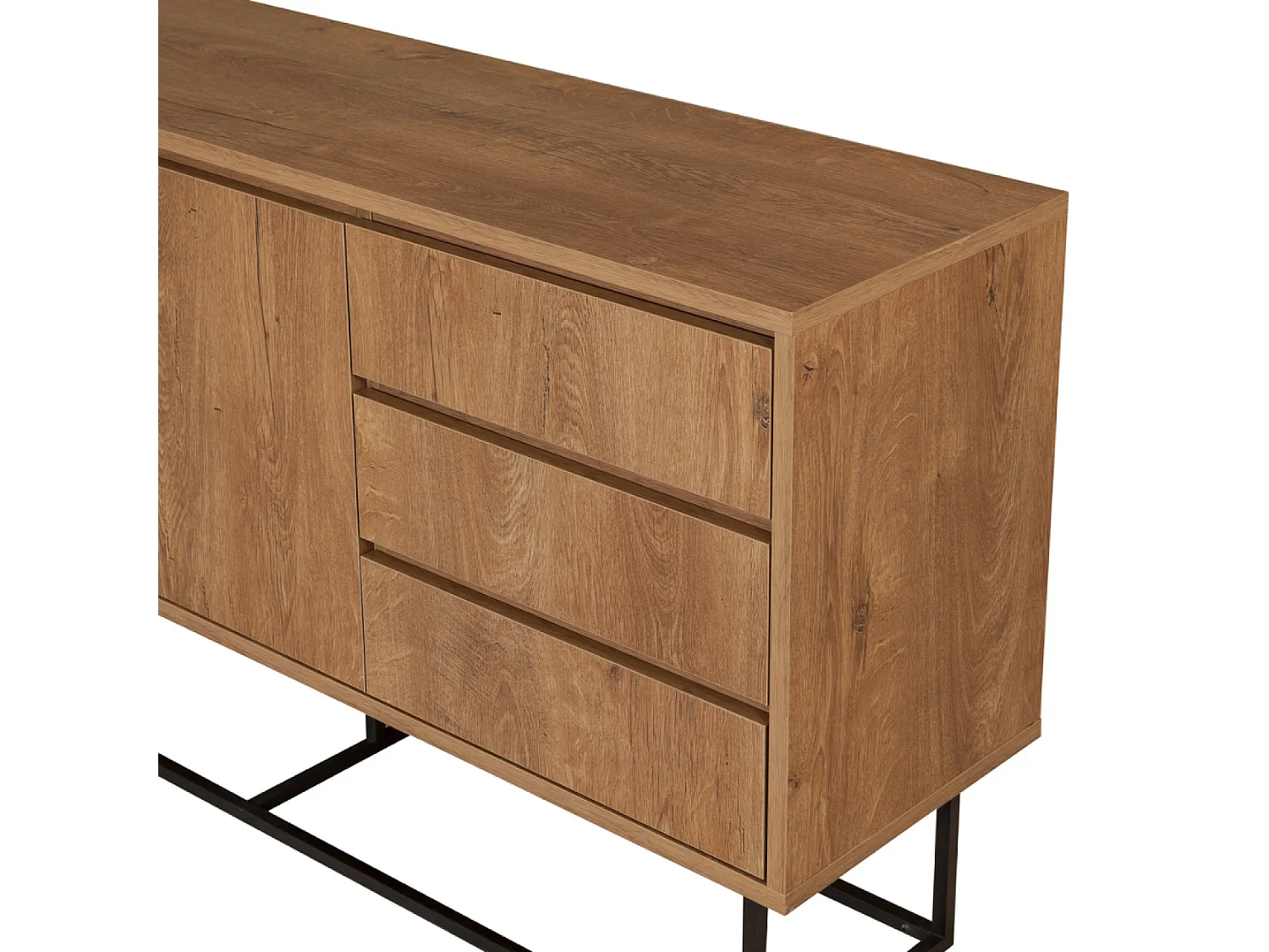 Buffet en bois 2 portes et 3 tiroirs 140 cm SABINOV