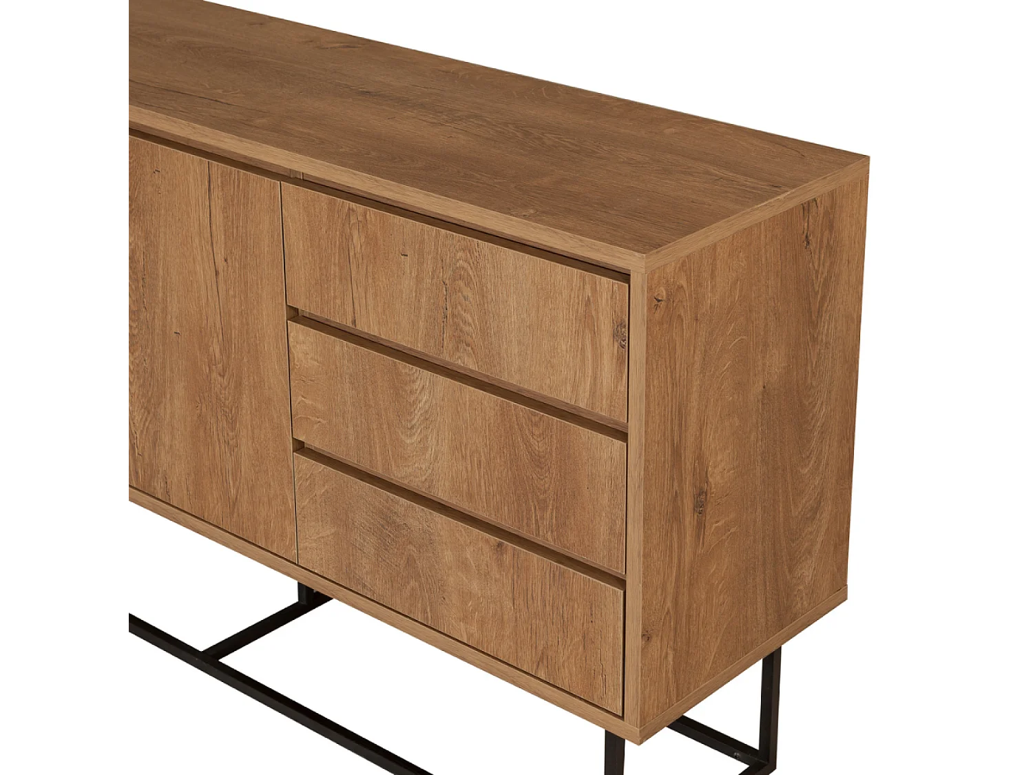 Buffet en bois 2 portes et 3 tiroirs 140 cm SABINOV