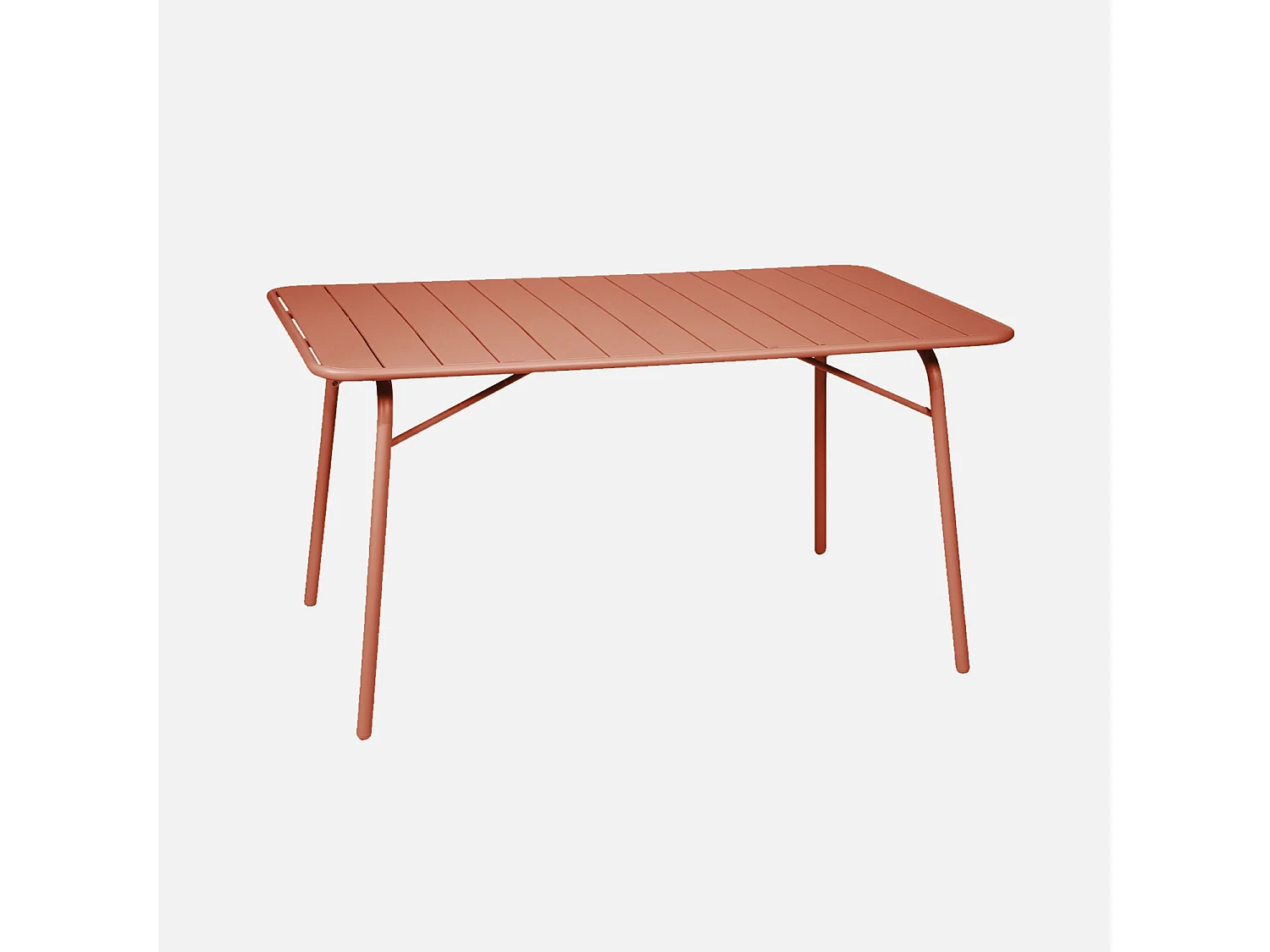 Table de jardin pliante métal + 6 assises 2 fauteuils 4 chaises. Amelia. terracotta. 141.2 x 80 x 72.5cm