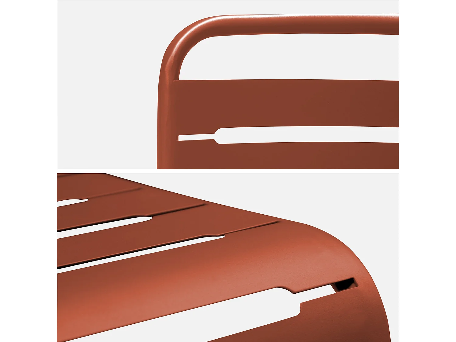 Table de jardin pliante métal + 6 assises 2 fauteuils 4 chaises. Amelia. terracotta. 141.2 x 80 x 72.5cm