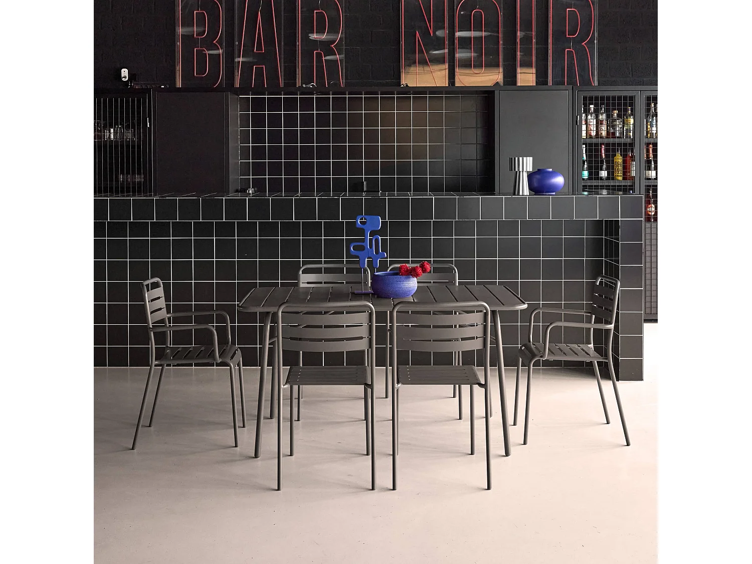 Mesa de jardín plegable de metal con 2 sillones y 4 sillas antracita