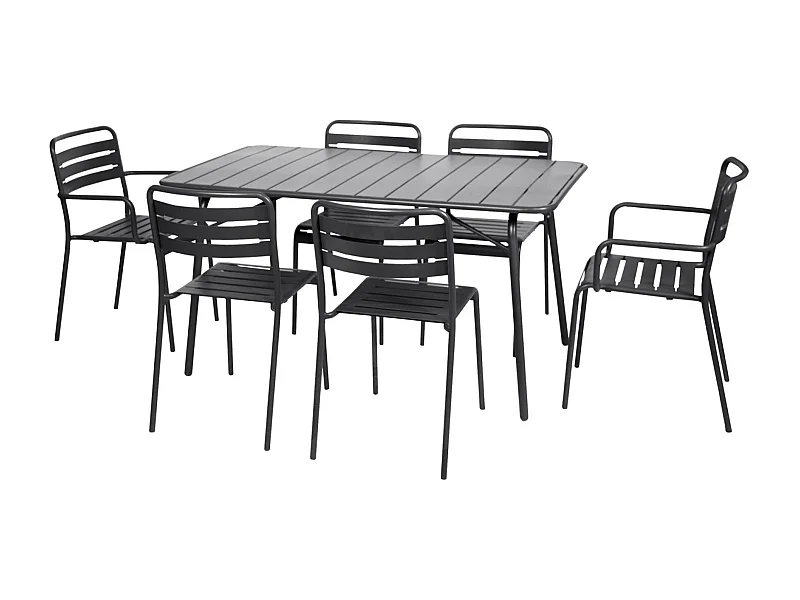 Set tavolo da giardino pieghevole in metallo con 2 poltrone e 4 sedie,