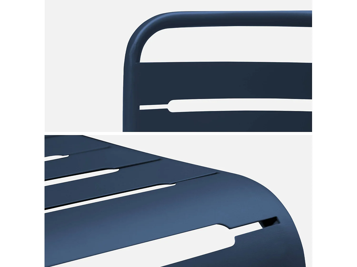 Mesa de jardín plegable de metal con 2 sillones y 4 sillas azul marino