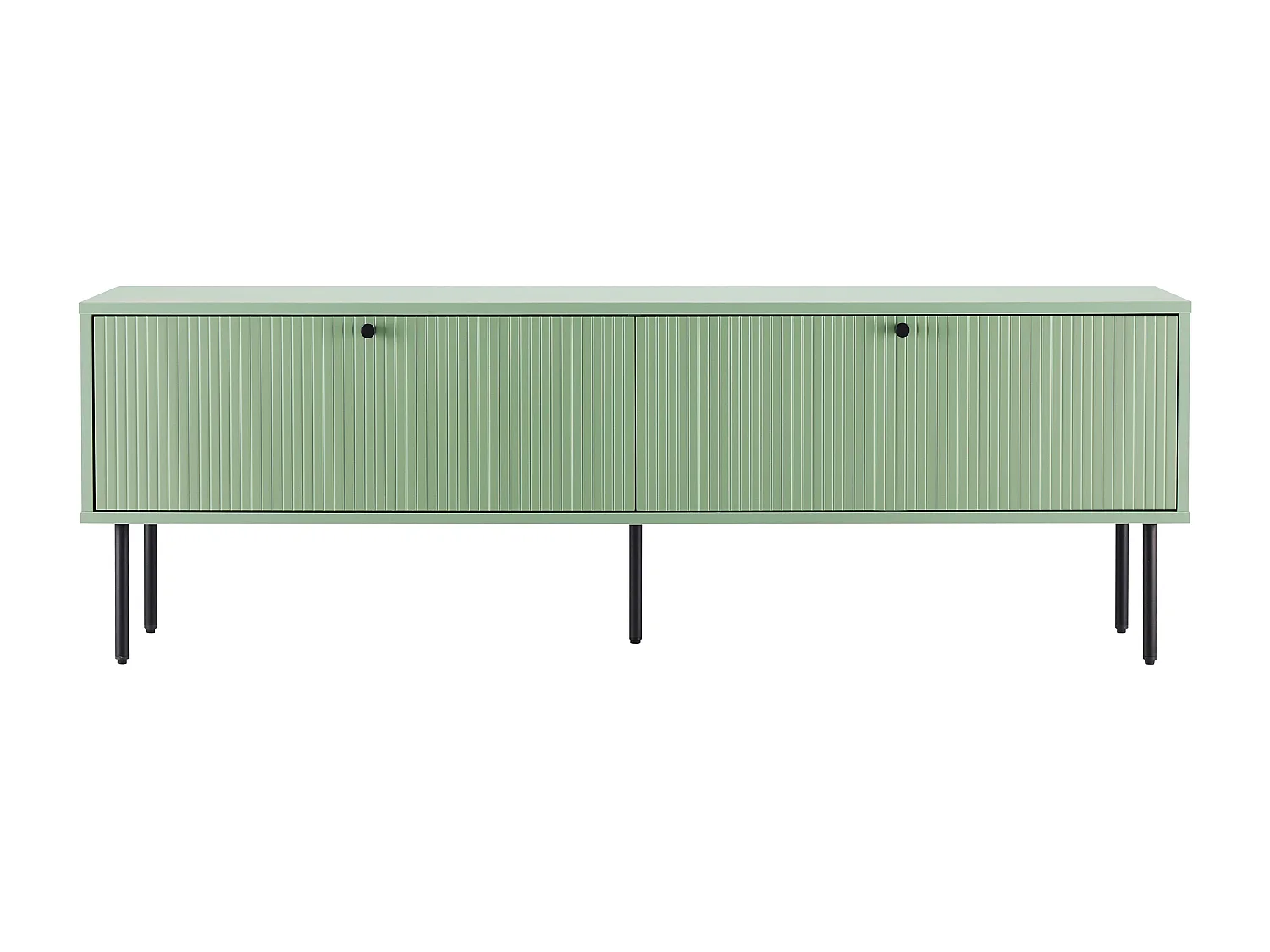 Meuble TV 2 portes en acier et MDF décor mélaminé 150 cm vert sauge