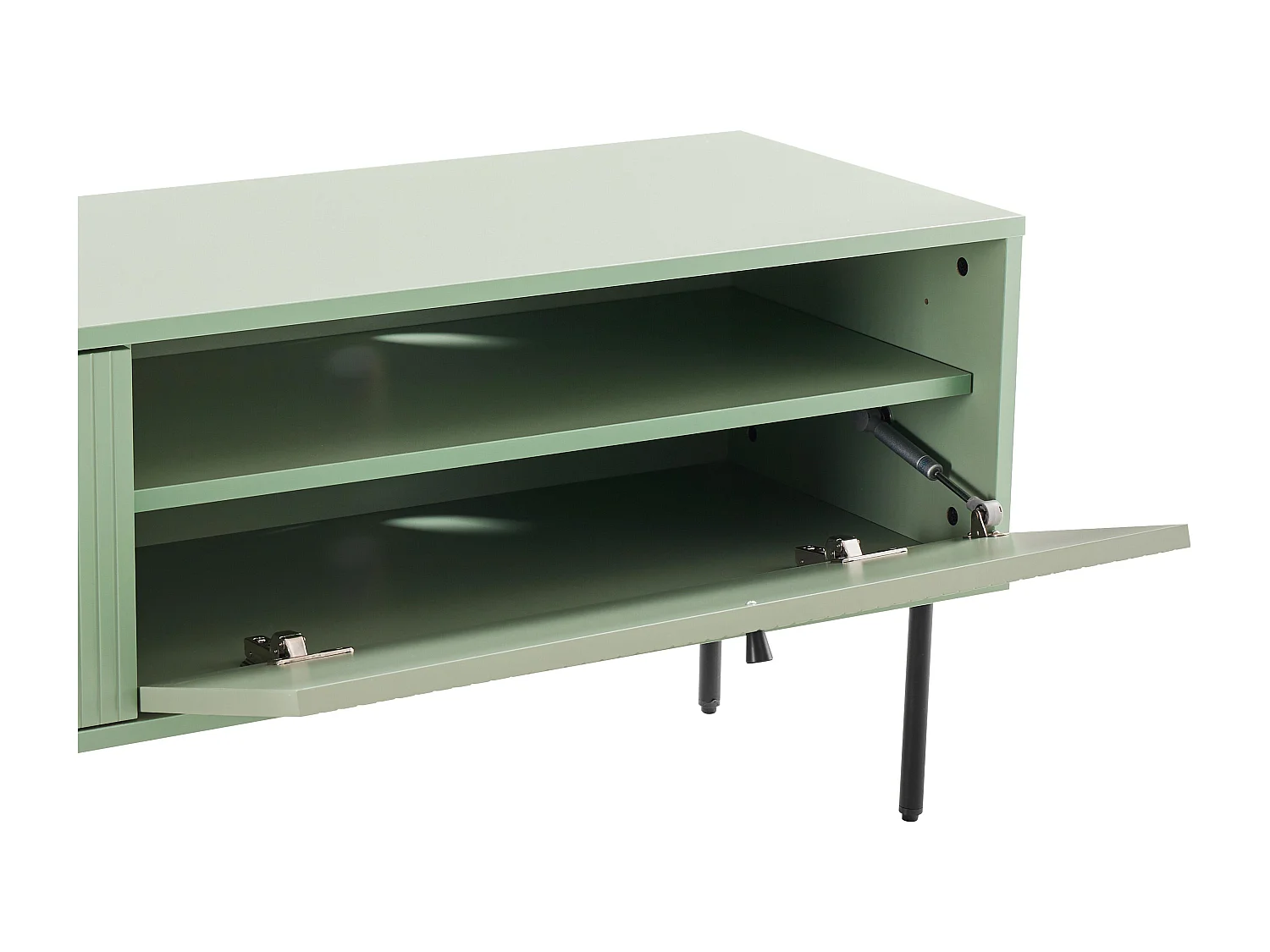 Meuble TV 2 portes en acier et MDF décor mélaminé 150 cm vert sauge