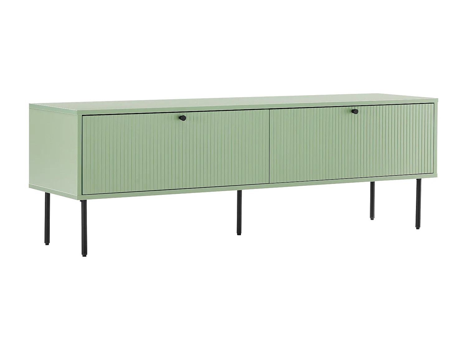 TV-meubel met 2 deuren in staal en MDF decor 150 cm saliegroen