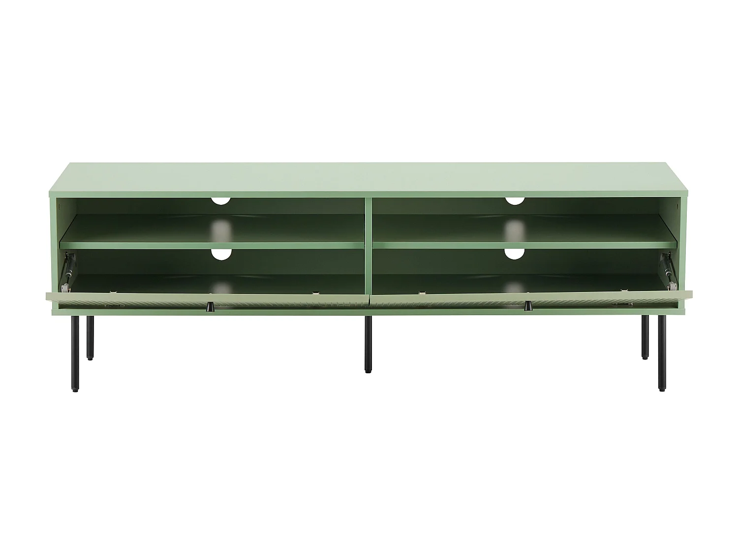 TV-meubel met 2 deuren in staal en MDF decor 150 cm saliegroen