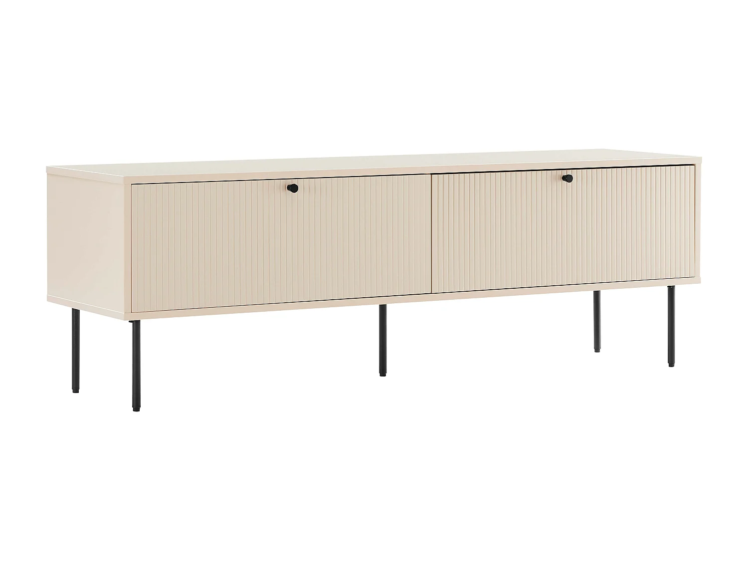 Meuble TV 2 portes en acier et MDF décor mélaminé 150 cm beige