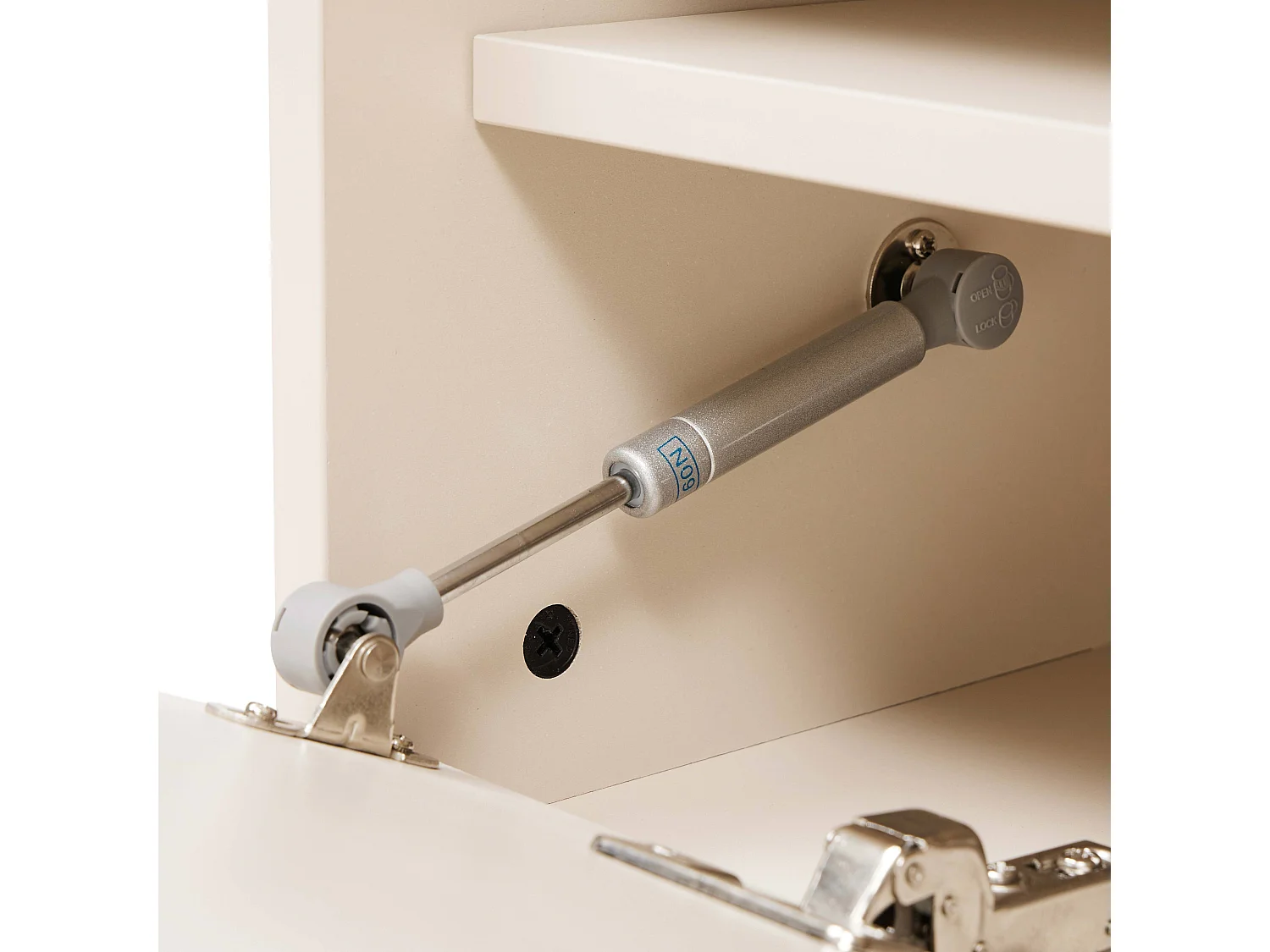 Meuble TV 2 portes en acier et MDF décor mélaminé 150 cm beige