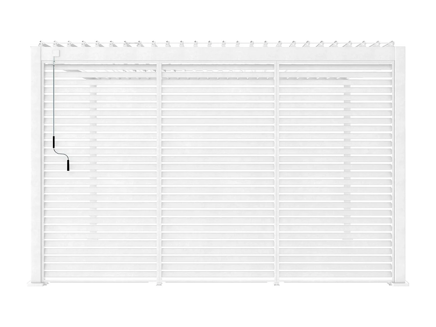 Pérgola bioclimática de aluminio 3x4m + 3 persianas de 130cm blanco