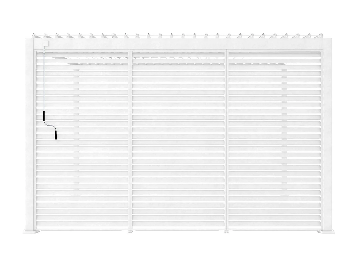 Pérgola bioclimática de aluminio 3x4m + 3 persianas de 130cm blanco