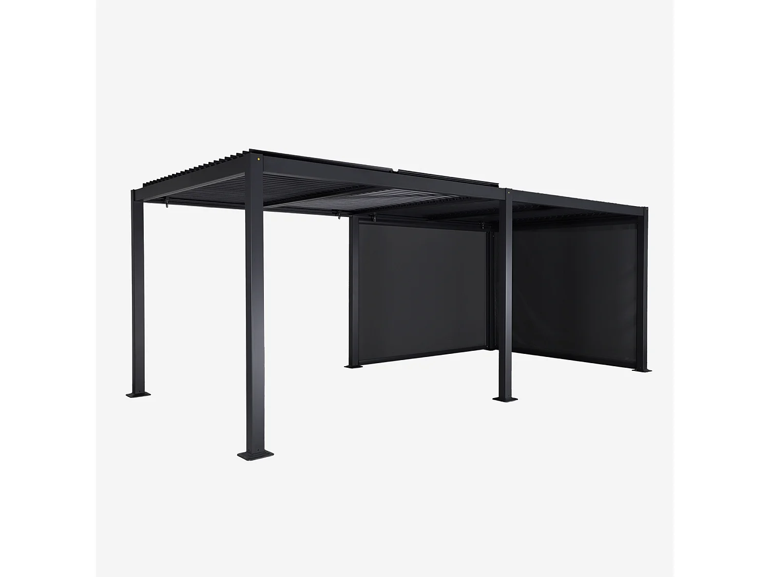 Pérgola bioclimática 3x6m de aluminio y acero + 2 toldos 3m antracita