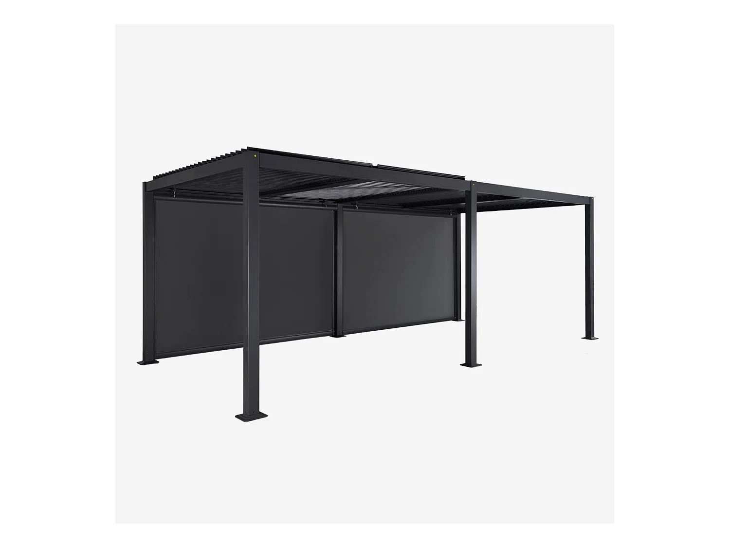 Pergola bioclimatique aluminium et acier 3x6m lames orientables + 2 stores 3m PALACE anthracite