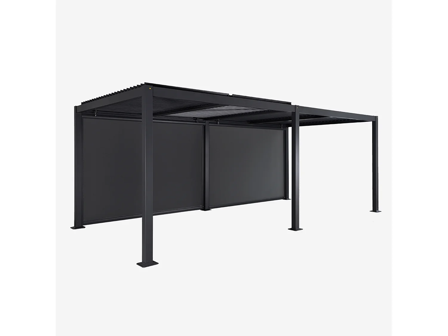 Pergola bioclimatique aluminium et acier 3x6m lames orientables + 2 stores 3m PALACE anthracite