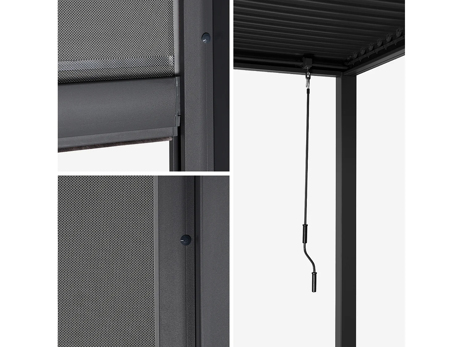 Pergola bioclimatique aluminium et acier 3x6m lames orientables + 2 stores 3m PALACE anthracite