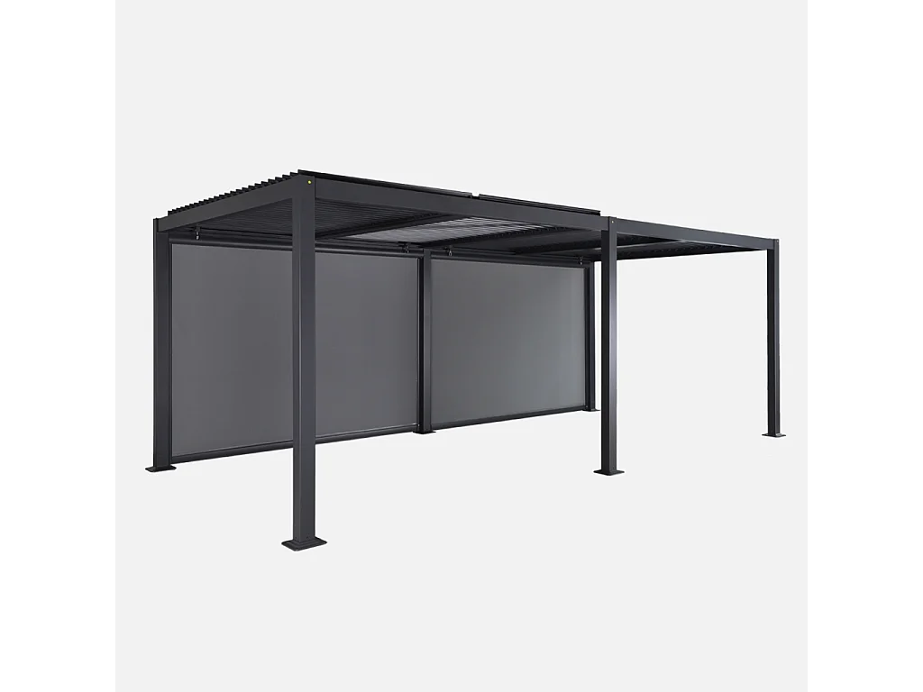 Pergola bioclimatique aluminium et acier 3x6m lames orientables + 2 stores 3m PALACE anthracite