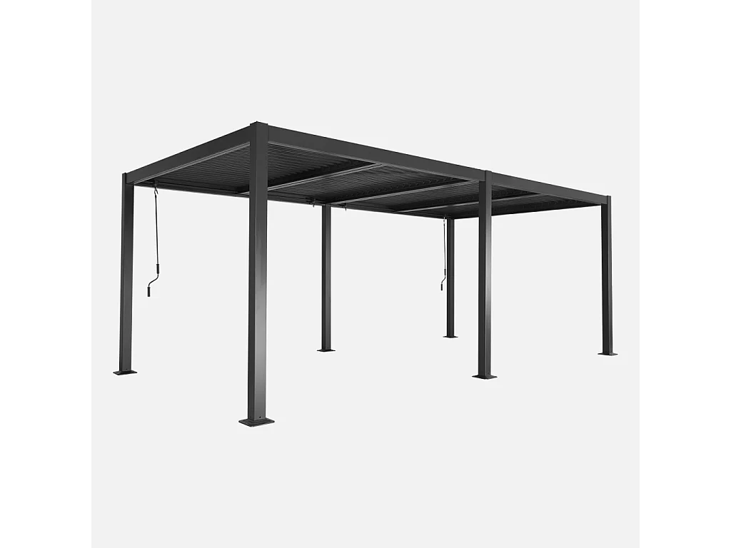 Pergola bioclimatique aluminium et acier 3x6m lames orientables + 2 stores 3m PALACE anthracite