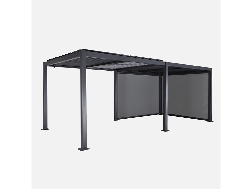 Pergola bioclimatique aluminium et acier 3x6m lames orientables + 2 stores 3m PALACE anthracite