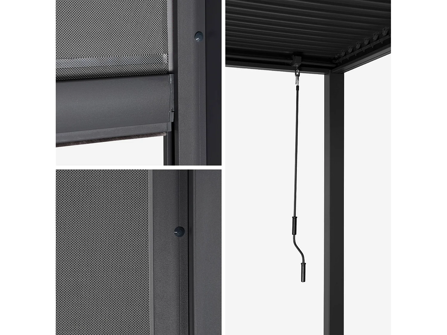 Pérgola bioclimática de aluminio y acero 3x6m con 2 toldos de 3m